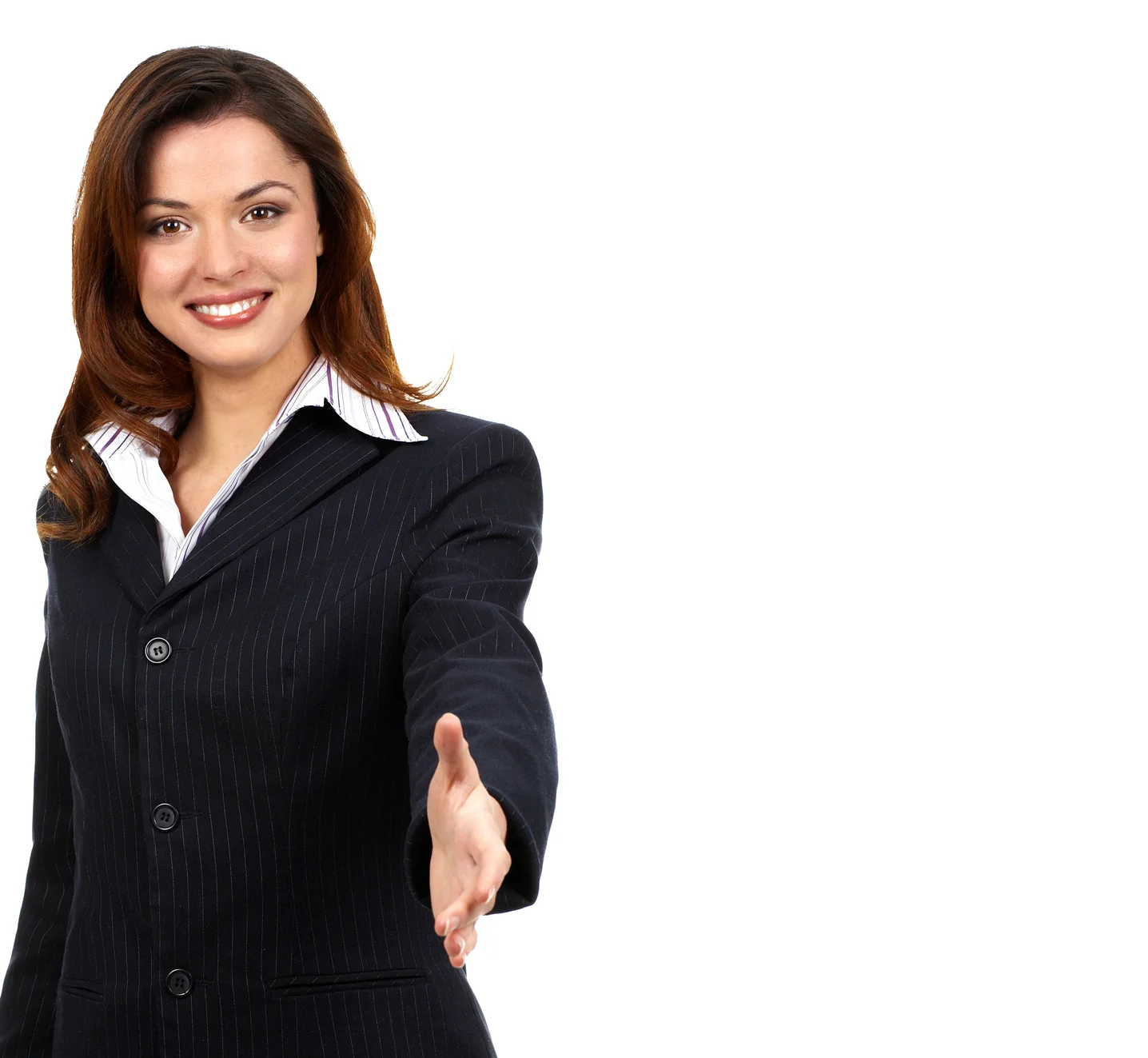 A business professional extending a welcoming hand
